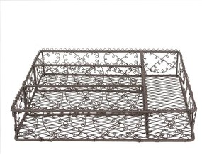 Barna fém evőeszköztartó kosár négy részes szives
