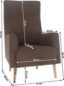 Füles fotel, barna/tölgy, SAMY