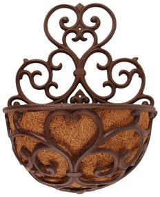 Öntöttvas fali virágtartó kókuszrost betéttel, 29 x 37 cm