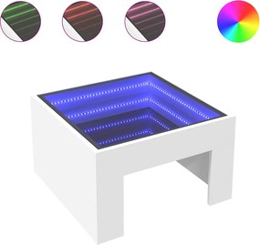 vidaXL fehér végtelen hatású LED-es dohányzóasztal 50 x 50 x 30 cm