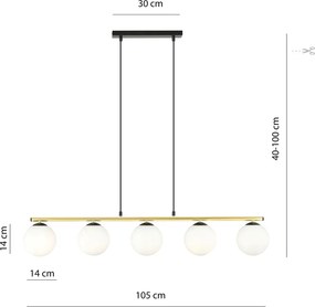 Emibig modern függeszték allora fehér fekete arany emi1254/5