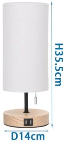 Aigostar asztali lámpa USB-vel 1xE27/40W/230V bézs