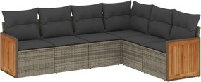 vidaXL 6 részes szürke polyrattan kerti ülőgarnitúra párnákkal