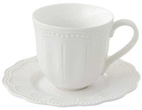 Elite White fehér porcelán teás csésze aljjal domború mintával 250 ml