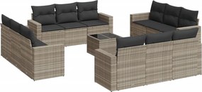vidaXL 13 részes világosszürke polyrattan kerti ülőgarnitúra párnákkal