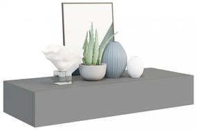 szürke MDF falra szerelhető fiókos polc 60 x 23,5 x 10 cm