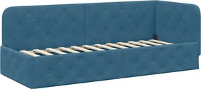 vidaXL Sarokágy keret fejtámlával Kék 80 x 200 cm Bársony