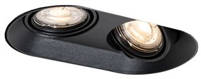 Kerek beépíthető spotlámpa fekete GU10 50 mm 2-fényes - Hubs