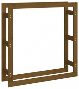mézbarna tömör fenyőfa tűzifatartó állvány 100x25x100 cm