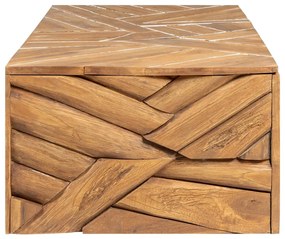Eróziós tömör tíkfa dohányzóasztal 110 x 35 x 38 cm