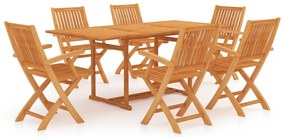 vidaXL 7 részes tömör tíkfa kerti étkezőgarnitúra