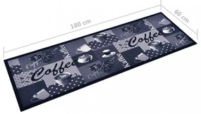 Coffee blue&quot; mintájú mosható konyhaszőnyeg 60 x 180 cm&quot;