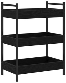 Konyhai Trolley Fekete Tölgy 50x30x70 cm Lemezelt Fa