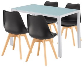 Liva 4+1 étkező garnitúra fehér-fekete