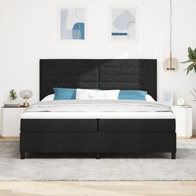 Box Spring Ágy Matraccal Fekete 200x200 cm Szövet