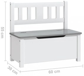 fehér-szürke MDF gyermek tárolópad 60 x 30 x 55 cm