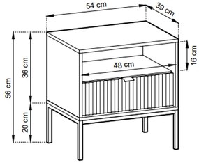 PM NOVA S54 éjjeliszekrény - fekete