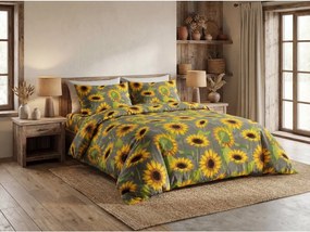 SUNFLOWER szürke pamut ágyneműhuzat Ágyneműhuzat mérete: 70 x 90 cm | 140 x 200 cm