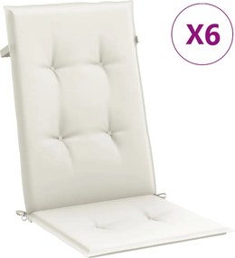 vidaXL 6 db krémszínű szövet magas háttámlájú székpárna 120x50x4 cm
