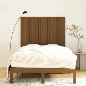 mézbarna tömör fenyőfa fali fejtámla 127,5x3x110 cm