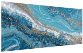 Kép - Világoskék márvány arannyal I. (120x50 cm)