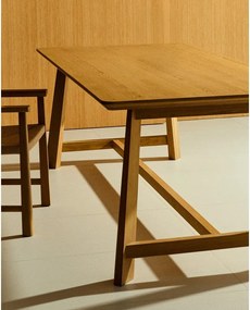 Étkezőasztal tölgyfa dekoros asztallappal 100x220 cm Idun – Kave Home