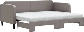 vidaXL tópszínű kihúzható szövet heverő matracokkal 80 x 200 cm