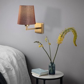 Fali lámpa, textil búrával, arany/barna | Profil