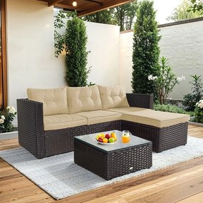 Avenberg ELISE rattan sarokgarnitúra - barna/bézs