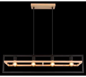 Globo 15575-4H - Kábellel függesztett ERICA csillár 4xE27/40W/230V fekete/bézs