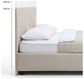 Szürke kárpitozott ágyneműtartós franciaágy ágyráccsal 160x200 cm Myra Slim Line – Bonami Selection