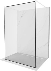Mexen Kioto, átmenő zuhanyparaván 140 x 200 cm, 8mm átlátszó/fekete üvegminta, 2x fehér stabilizáló távtartó, 800-140-002-20-70