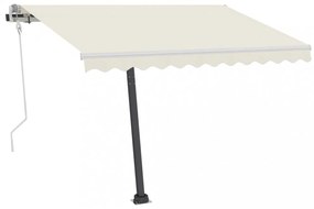 krémszínű kézzel kihúzható LED-es napellenző 300 x 250 cm