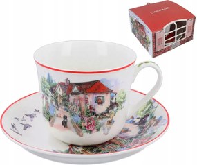 Csésze csészealjjal Piros udvar 400ml