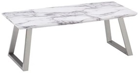 Modern dohányzóasztal márvány hatású asztallappal fehér
