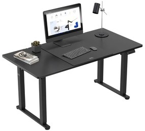 Állítható íróasztal, magasságállítás, 160 cm x 80 cm x 119 cm két motor, fekete