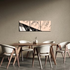Zongora hangjegyekkel képe (órával) (90x30 cm)