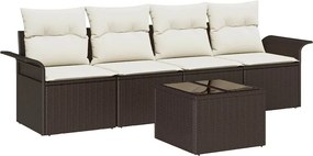 vidaXL Kanapé Szett párnával 5 pcs Barna polirattan