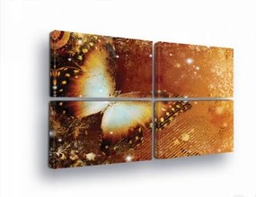 Vászonkép 120x80 Pillangók repülés szárnyak arany csillogás finom elegancia