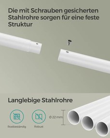 SONGMICS Colten Kétsínes Ruhaállvány Polccal, 98,5 cm, 100 kg, Matt Fehér / Természetes Bézs