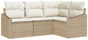 4 részes kültéri étkezősorozat párnákkal Bézs Poly Rattan