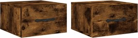 vidaXL 2 db füstös tölgy színű fali éjjeliszekrény 35 x 35 x 20 cm