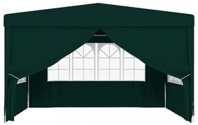 zöld rendezvénysátor oldalfalakkal 4 x 4 m 90 g/m²
