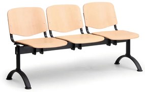 ISO II fa pad, 3 üléses - fekete lábak, bükkfa