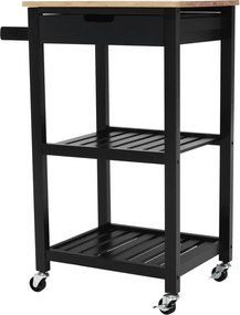 Tálalókocsi, természetes/fekete, ARETE