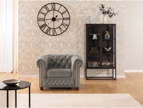 Szürke bársony chesterfield fotel York Blik – Ropez