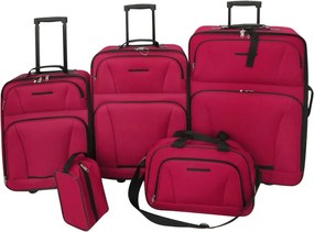 vidaXL 5 darabos piros utazóbőrönd szett