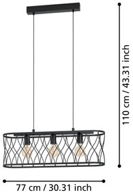 Eglo 43554 - Csillár zsinóron GILTSPUR 3xE27/40W/230V