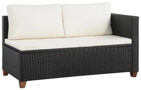 vidaXL 4-részes fekete polyrattan kerti bútorszett párnákkal