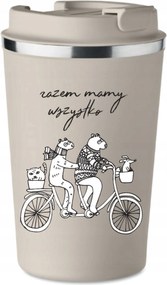 Thermo bögre Prémium bézs Együtt Valentin Nap Szerelem család kerékpár KT_252